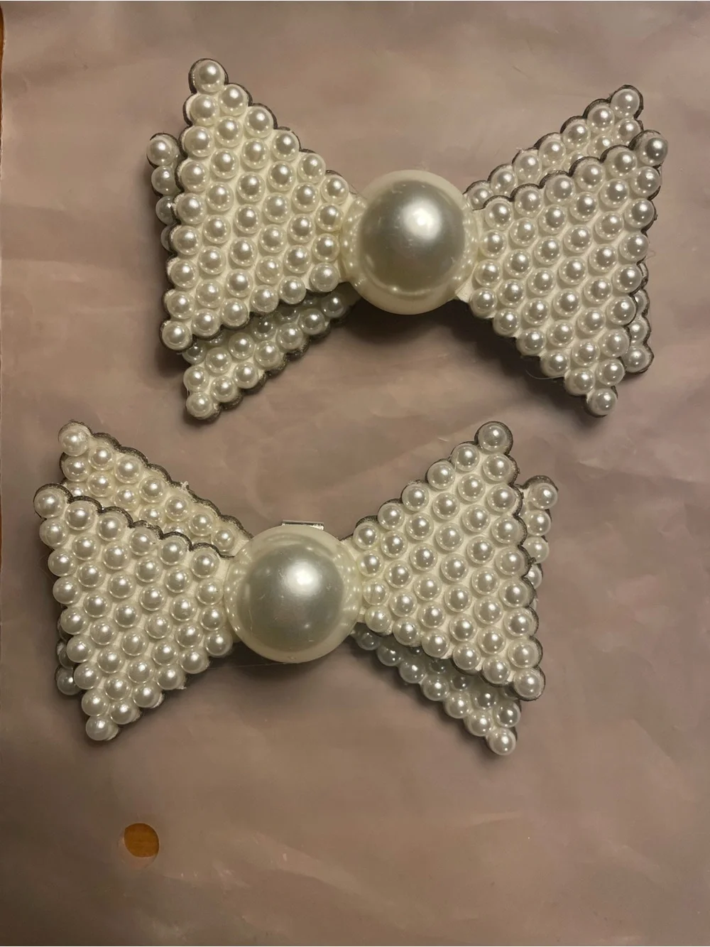 Pearl Bow Shoe Clips - White Faux Pearl Accent (Set of 2)
